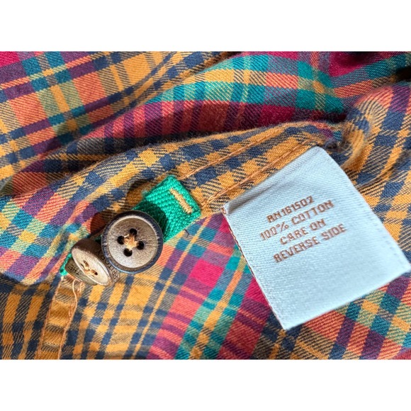 The Territory Ahead Mens Flannel Shirt Size Medium Orange Plaid Roll Tab Sleeve - Picture 5 of 9